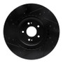 R1 18-22 Genesis G70 Front Right Drilled & Slotted Black Brake Rotor