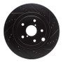 R1 18-25 Subaru WRX Rear Right Drilled & Slotted Black Brake Rotor