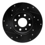 R1 13-19 Fiat 500E Rear Right Drilled & Slotted Black Brake Rotor