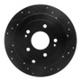 R1 07-09 Hyundai Santa Fe Rear Right Drilled & Slotted Black Brake Rotor