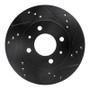 R1 00-02 Hyundai Accent Front Right Drilled & Slotted Black Brake Rotor
