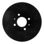 R1 00-02 Hyundai Accent Front Left Drilled & Slotted Black Brake Rotor