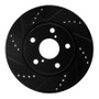 R1 06-18 Lexus HS250H Front Left Drilled & Slotted Black Brake Rotor