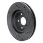 R1 06-15 Lexus GS300 Right Front Drilled & Slotted Black Brake Rotor