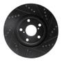 R1 06-15 Lexus GS300 Right Front Drilled & Slotted Black Brake Rotor