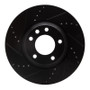 R1 03-15 Audi Q7 Right Front Drilled & Slotted Black Brake Rotor