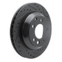 R1 03-18 Audi Q7 Rear Right Drilled & Slotted Black Brake Rotor