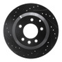 R1 03-18 Audi Q7 Rear Left Drilled & Slotted Black Brake Rotor