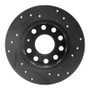 R1 10-19 Audi A3 Rear Left Drilled & Slotted Black Brake Rotor