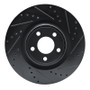 R1 15-25 Ford Mustang Front Right Drilled & Slotted Black Brake Rotor