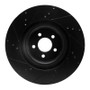 R1 15-23 Ford Mustang Front Right Drilled & Slotted Black Brake Rotor