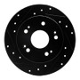 R1 97-15 Acura ILX Rear Left Drilled & Slotted Black Brake Rotor