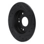 R1 97-15 Acura ILX Rear Left Drilled & Slotted Black Brake Rotor