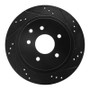 R1 02-06 Infiniti Q45 Rear Right Drilled & Slotted Black Brake Rotor
