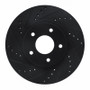 R1 97-01 Infiniti Q45 Front Left Drilled & Slotted Black Brake Rotor