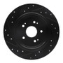 R1 15-25 Acura TLX Rear Right Drilled & Slotted Black Brake Rotor