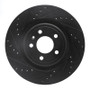 R1 11-14 Ford Mustang Front Left Drilled & Slotted Black Brake Rotor
