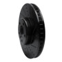 R1 10-18 BMW 550I Left Front Drilled & Slotted Black Brake Rotor