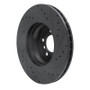 R1 02-08 BMW 745LI Front Left Drilled & Slotted Black Brake Rotor