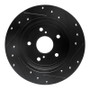 R1 10-13 Suzuki Kizashi Rear Left Drilled & Slotted Black Brake Rotor