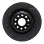 R1 12-21 Tesla Model X Rear Left Drilled & Slotted Black Brake Rotor