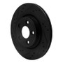 R1 06-08 Jaguar S-Type Rear Left Drilled & Slotted Black Brake Rotor