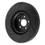 R1 03-25 Subaru Impreza Front Right Drilled & Slotted Black Brake Rotor