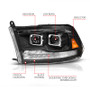 ANZO 09-19 Dodge RAM 1500 / 10-18 2500/3500 LED Proj Headlights SeqSig Black - Pair