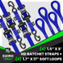 Rhino USA Heavy Duty Ratchet Tie-Down 4-Pack (Blue) 1.6In X 8Ft