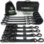 Rhino USA Heavy Duty Ratchet Tie-Down 4-Pack (Black) 1.6In X 8Ft
