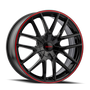 Touren 3260 TR60 17x7.5 / 5x100/114.3 BP / 42mm Offset / 72.62mm Hub Gloss Black w/ Red Ring Wheel