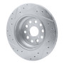 R1 07-17 Lexus LS460 Right Rear Drilled & Slotted Silver Brake Rotor