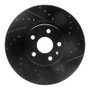 R1 08-17 Cadillac CTS Front Right Drilled & Slotted Black Brake Rotor