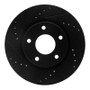R1 13-19 Nissan SENTRA Front Left Drilled & Slotted Black Brake Rotor