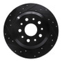 R1 18-25 Jeep Wrangler Rear Left Drilled & Slotted Black Brake Rotor