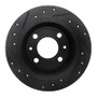 R1 86-98 Saab 9000 Rear Right Drilled & Slotted Black Brake Rotor