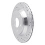 R1 94-04 Ford Mustang Rear Right Drilled & Slotted Silver Brake Rotor