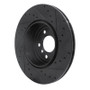R1 10-19 BMW 535I GT Rear Left Drilled & Slotted Black Brake Rotor