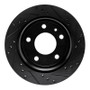 R1 88-94 BMW 750IL Rear Right Drilled & Slotted Black Brake Rotor