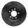 R1 89-95 BMW 530I Rear Left Drilled & Slotted Black Brake Rotor