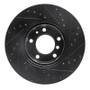 R1 89-95 BMW 530I Front Left Drilled & Slotted Black Brake Rotor