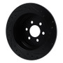 R1 03-04 Dodge Dakota 4WD Rear Left Drilled & Slotted Black Brake Rotor