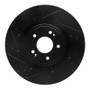 R1 18-22 Genesis G70 Front Left Drilled & Slotted Black Brake Rotor