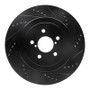 R1 03-04 Subaru Impreza Rear Right Drilled & Slotted Black Brake Rotor