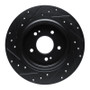 R1 -25 Hyundai Santa Fe Rear Right Drilled & Slotted Black Brake Rotor