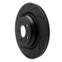 R1 2017-2025 Tesla Model 3 Rear Left Drilled & Slotted Black Brake Rotor
