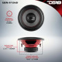 DS18 12in 450 Watts RMS 4 ohm DVC Subwoofer Ferrite Motor And Dual Voice Coils