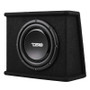 DS18 Single 10in Shallow Subwoofer and Enclosure 350 Watts RMS Amplified Sealed Black Carpet