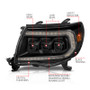 ANZO 05-11 Toyota Tacoma Full LED Projector Headlights White DRL/Init/SeqSig Black - Pair