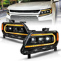 ANZO 15-22 Chevy Colorado Full LED Headlights w/ Initiation (Amber DRL) - Black